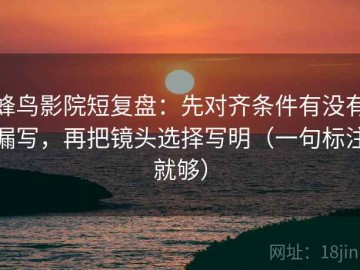 蜂鸟影院短复盘：先对齐条件有没有漏写，再把镜头选择写明（一句标注就够）