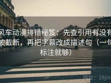 风车动漫排错秘笈：先查引用有没有被截断，再把字幕改成描述句（一句标注就够）