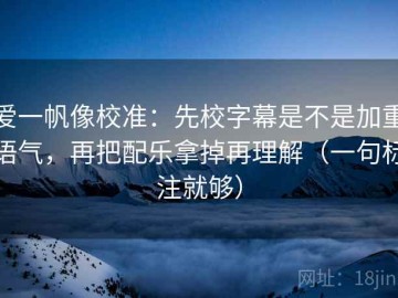 爱一帆像校准：先校字幕是不是加重语气，再把配乐拿掉再理解（一句标注就够）