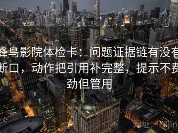 蜂鸟影院体检卡：问题证据链有没有断口，动作把引用补完整，提示不费劲但管用